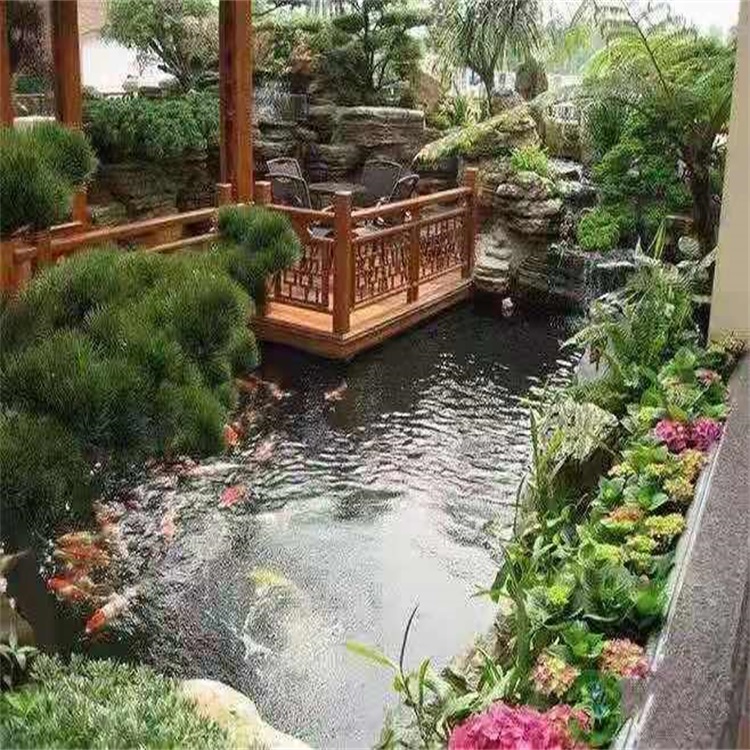 会同别墅庭院景观设计鱼池